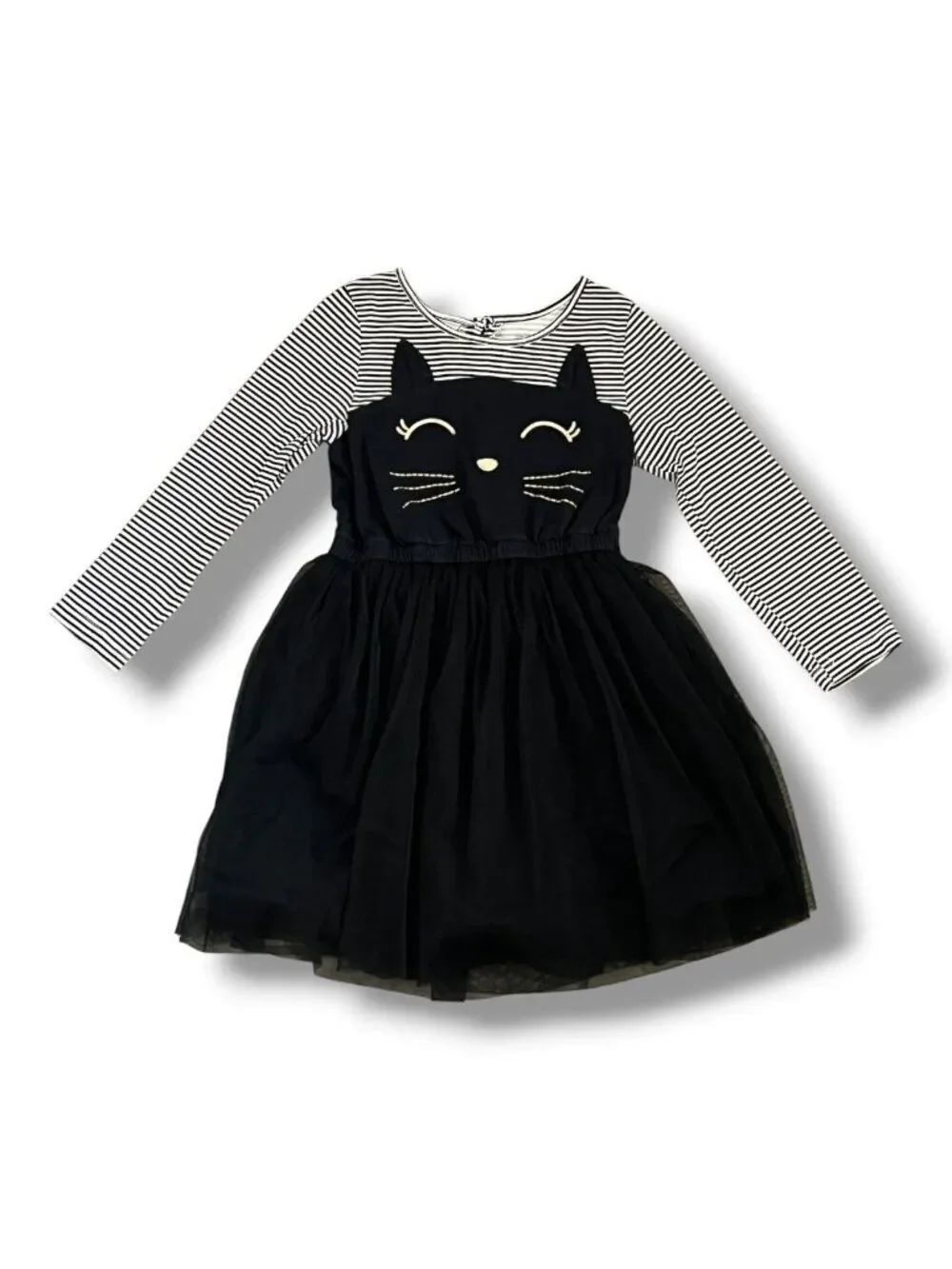 Carter's Halloween Black Cat Striped Long Sleeve Tutu Dress Size 5T